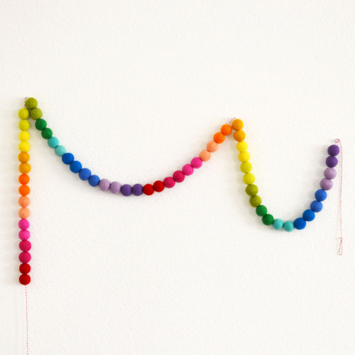 Rainbow Felt Ball Garland | Rainbow Banner | Rainbow Party Decor |  Ombré Rainbow Garland | Birthday Banner | Felt Ball Rainbow Garland