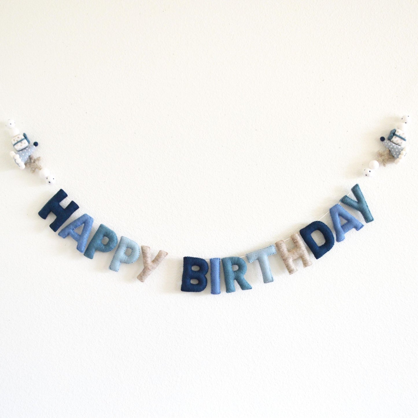 Happy Birthday Felt Banner or Blue Ombré Felt Ball Garland or Tan Felt Pennant Flag Banner