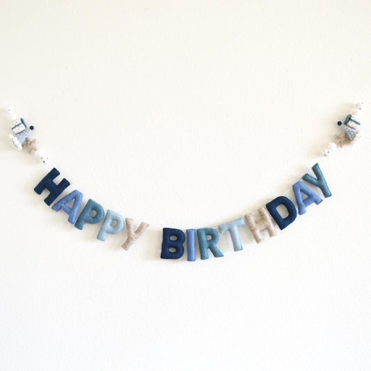 Happy Birthday Felt Banner or Blue Ombré Felt Ball Garland or Tan Felt Pennant Flag Banner