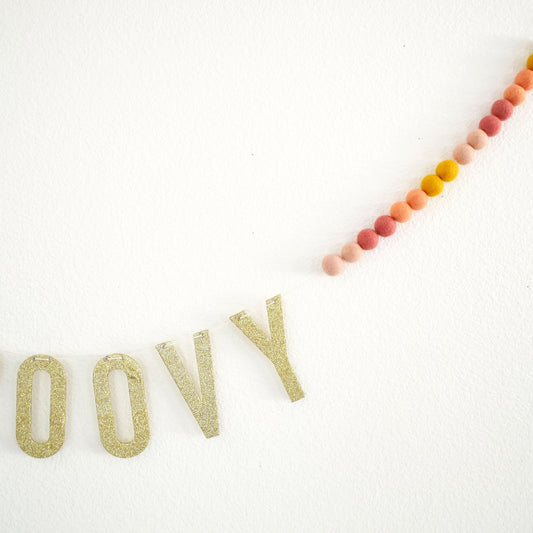 Gold Glitter Letter Banner - Groovy