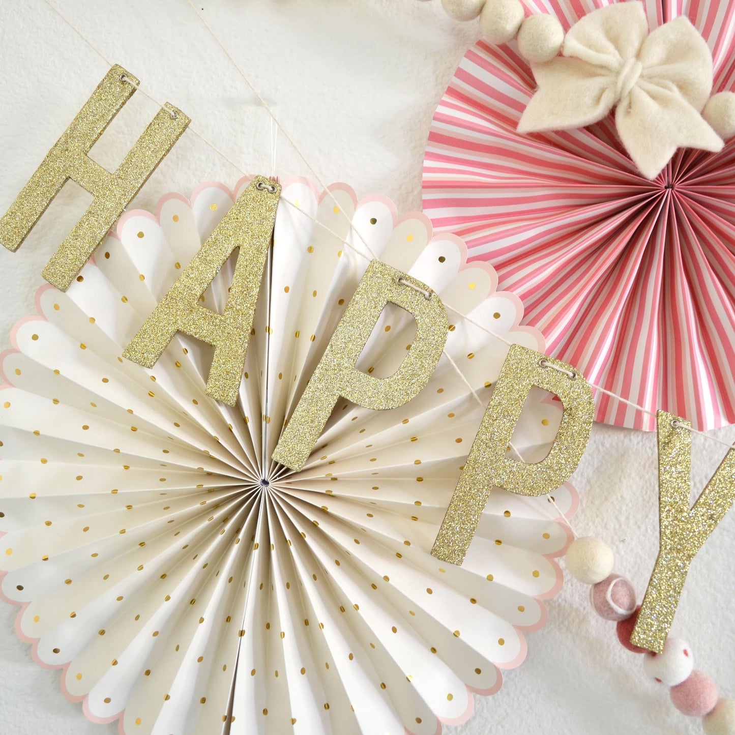 Felt Garland | Felt Bow Garland | Boho Decor | Reusable Happy Birthday Banner |  Birthday Party Decor | Name Garland | Personalized Banner