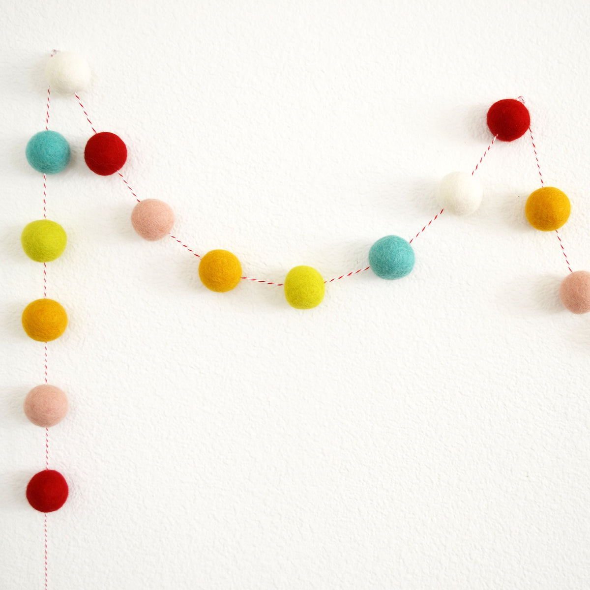 Rainbow Felt Ball Garland with 4cm Felt Balls