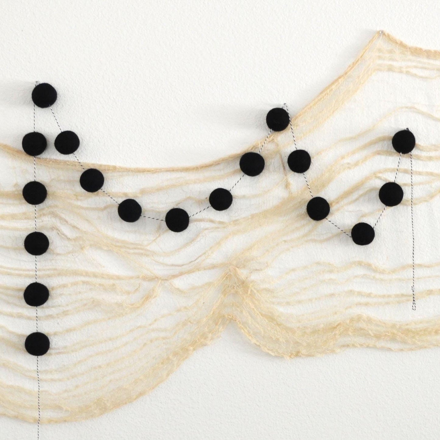 Halloween Felt Ball Garland - Choice of BEWARE Banner, Black Cardstock Webs or 4cm Black Felt Ball Garland