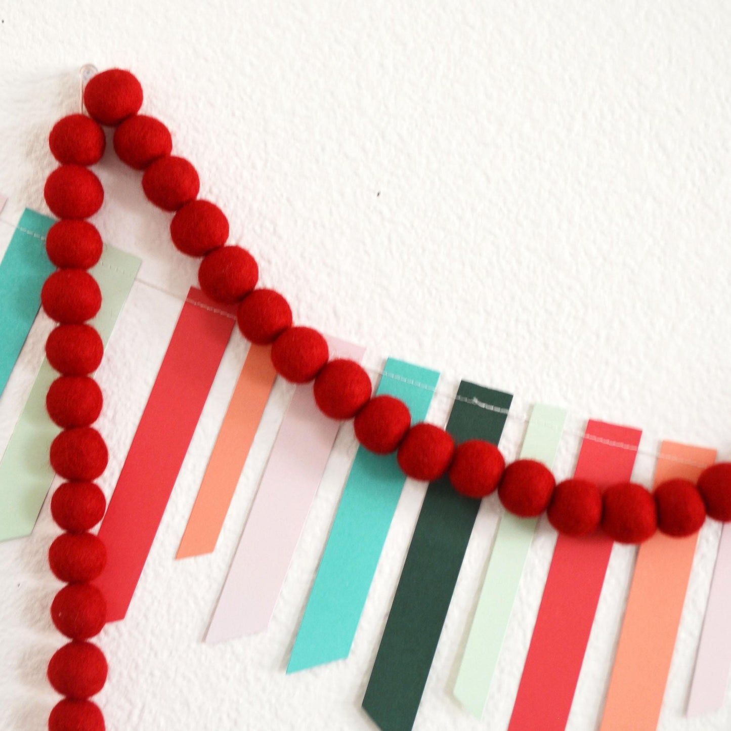 Christmas Felt Garland | Christmas Garland | Red Felt Garland | Christmas Decor| Christmas Decorations | Holiday Decor | Felt Ball Garland