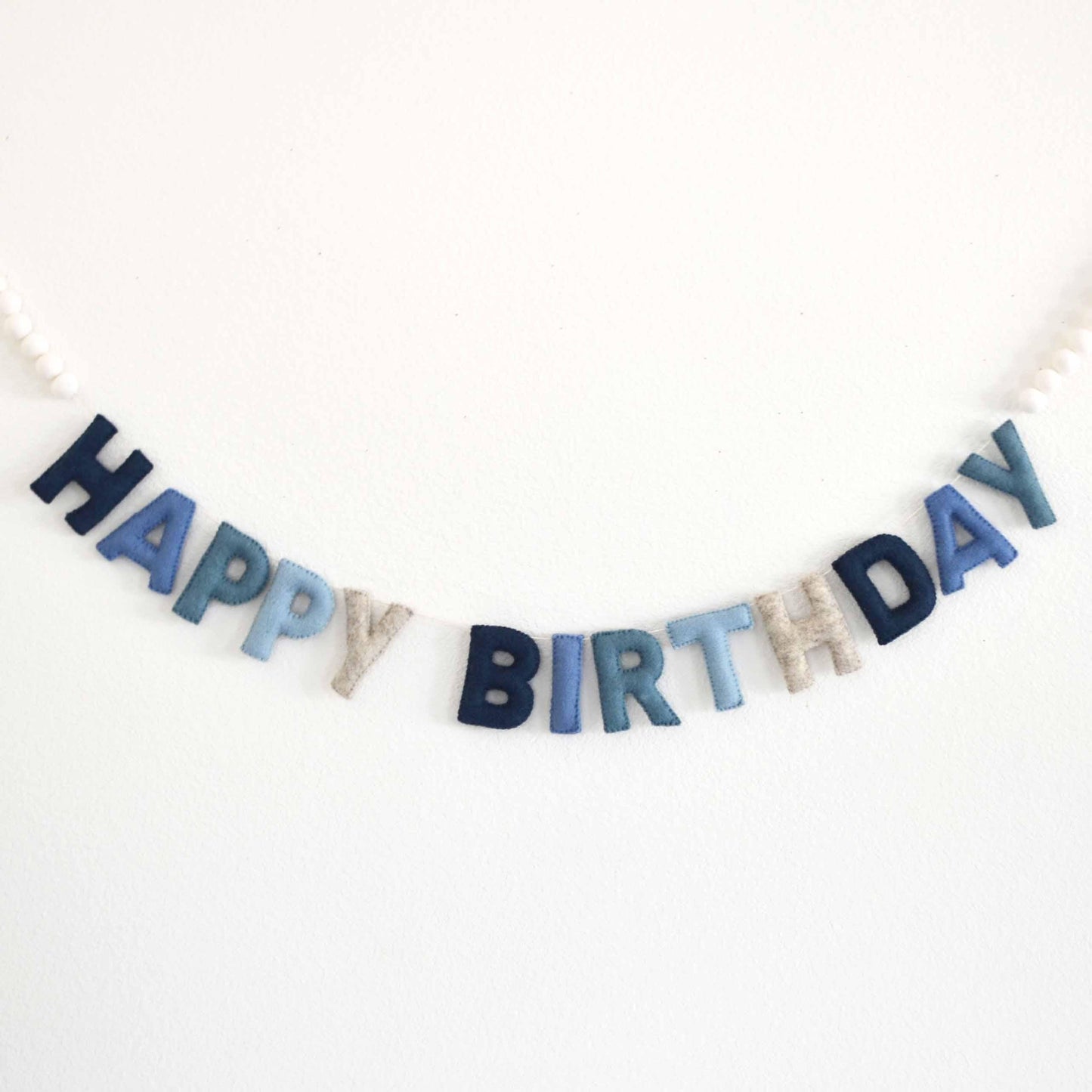Blue Happy Birthday Banner or Felt Party Hat, Git & Candle Felt Garland or Pennant Flag Banner