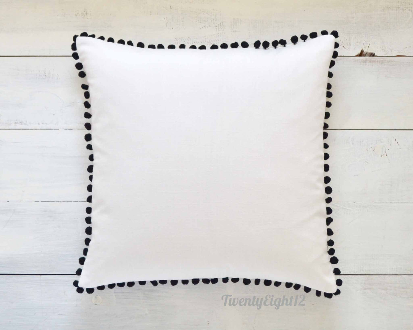 Black Pom Pom Pillow Cover - 20" x 20" - Black Throw Pillow, Kids Room Decor, Boys Pillow, Modern Pillow, Boho Pillow, Decorative Pom Pillow