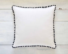 Black Pom Pom Pillow Cover - 20" x 20" - Black Throw Pillow, Kids Room Decor, Boys Pillow, Modern Pillow, Boho Pillow, Decorative Pom Pillow