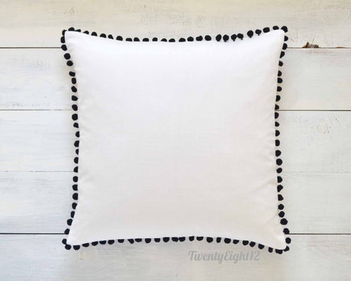 Black Pom Pom Pillow Cover - 20