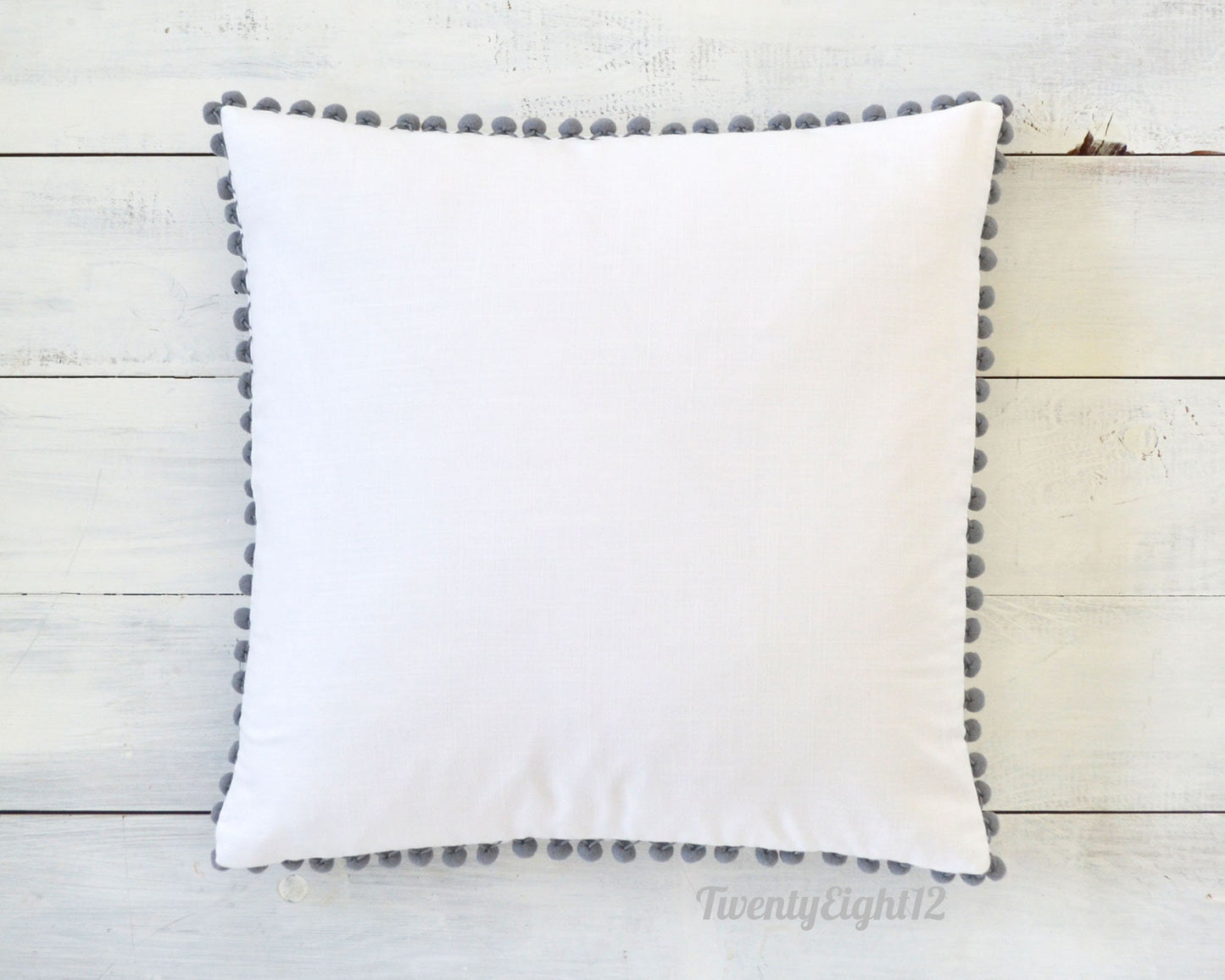 Light Gray Pom Pom Pillow Cover -  20" x 20" - Gray Pom Pom Pillow, Nursery Decor, Nursery Pillow, Girls Room Decor, Kids Pillow,  Pillows