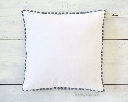 Light Gray Pom Pom Pillow Cover -  20