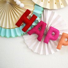 Rainbow Happy Birthday Felt Banner with White Felt Balls