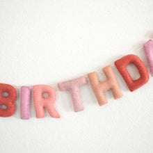 Pink Happy Birthday Felt Banner with White Felt Balls