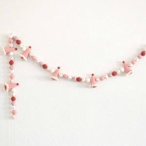 Pink Party Hat Felt Garland with Colorful Felt Balls