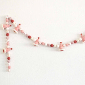 Pink Party Hat Felt Garland with Colorful Felt Balls