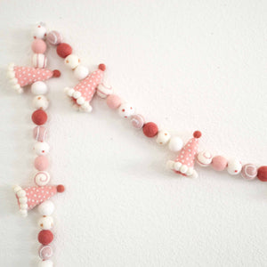 Pink Party Hat Felt Garland with Colorful Felt Balls