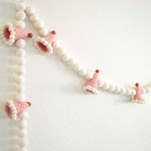 Pink Party Hat Felt Garland with White Felt Balls
