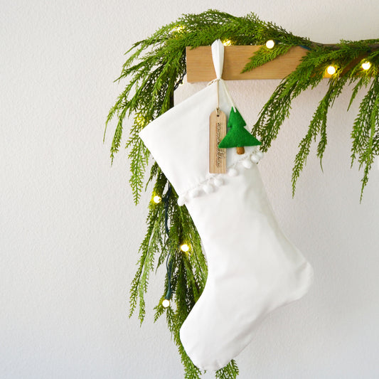 Personalized Christmas Stocking | Luxury Velvet Stockings with White Pom Pom Trim