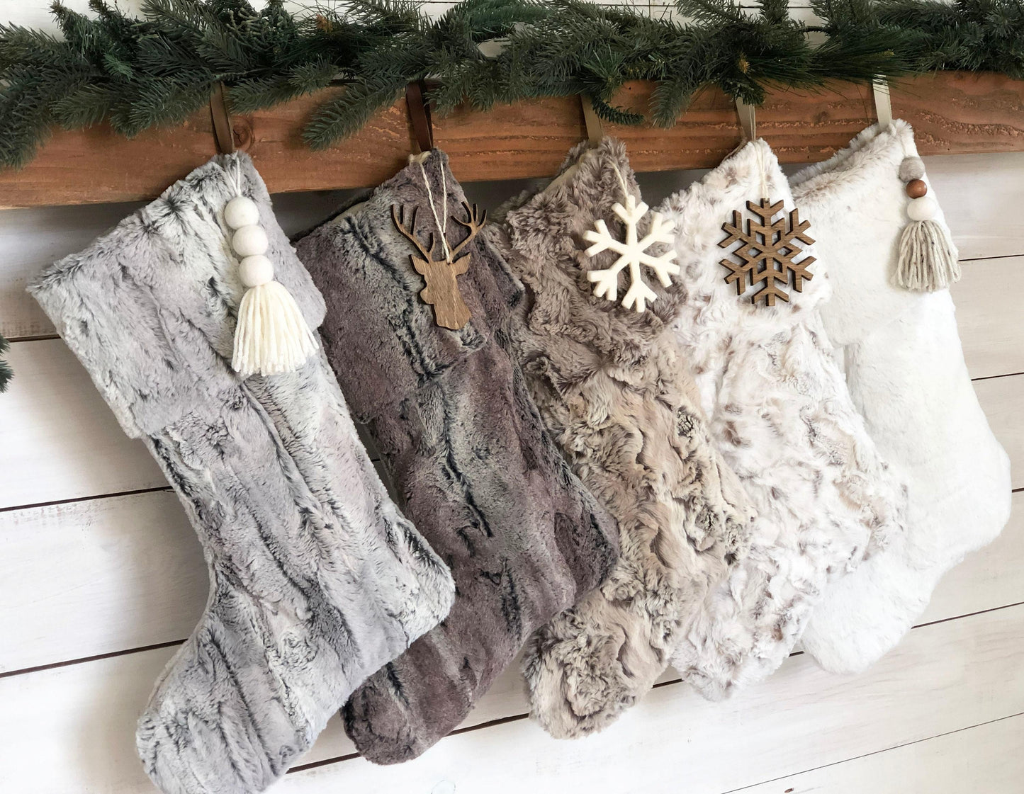 Faux Fur Christmas Stockings - Personalized Rustic Cozy Fur Stocking