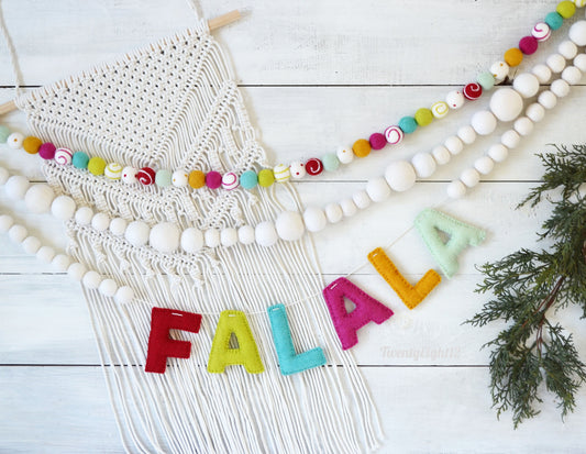 Christmas Felt Garland - Choice of Christmas Felt Balls, White Boho Felt Balls or FALALA