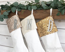 Personalized Christmas Stocking - Velvet and Gold Sequin Holiday Stocking
