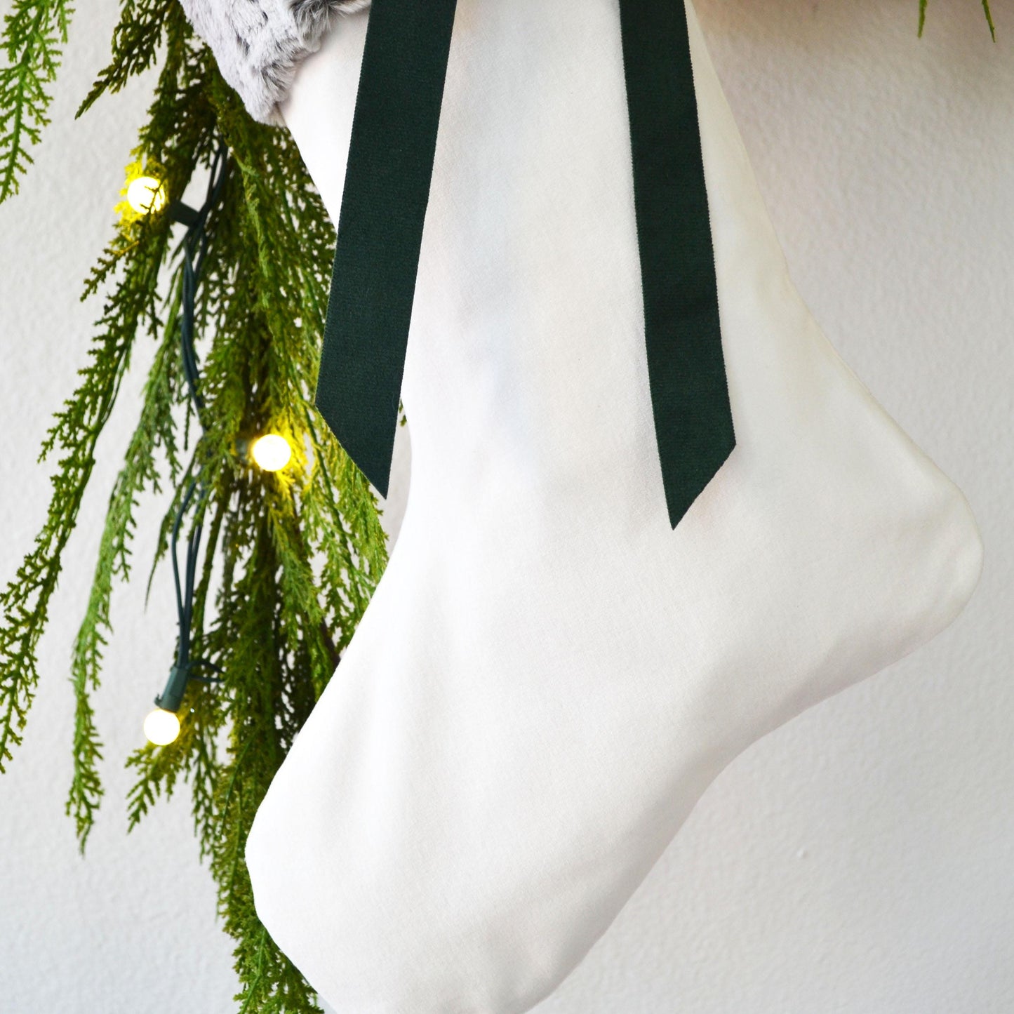 Fur Christmas Stocking- Gray Faux Fur Stocking, Personalized Stocking, Gray Stocking, Rustic Stocking, Stockings, Dog Stocking, Pet Stocking