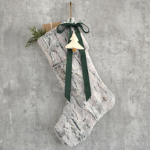 Gray Faux Fur Christmas Stocking with Velvet Bow and Felt Christmas Tree | Cozy Fur Stocking for Him | Family Christmas Stocking Heirloom