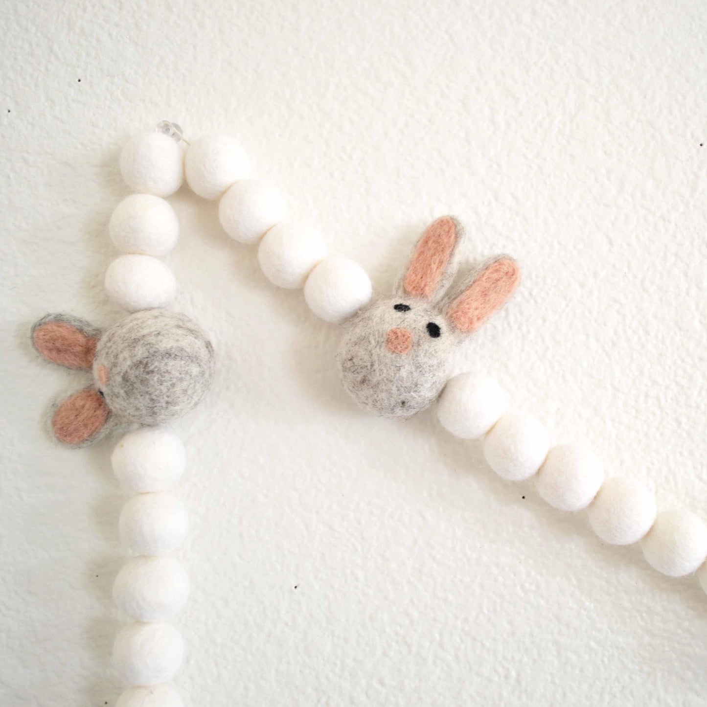 Easter Felt Ball Garland - Tan Easter Bunnies