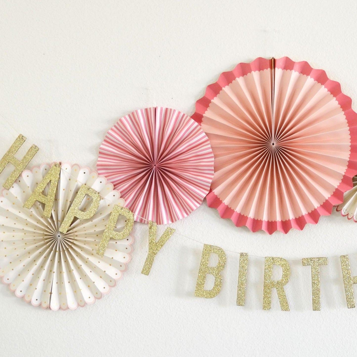 Reusable Gold Glitter Happy Birthday Banner