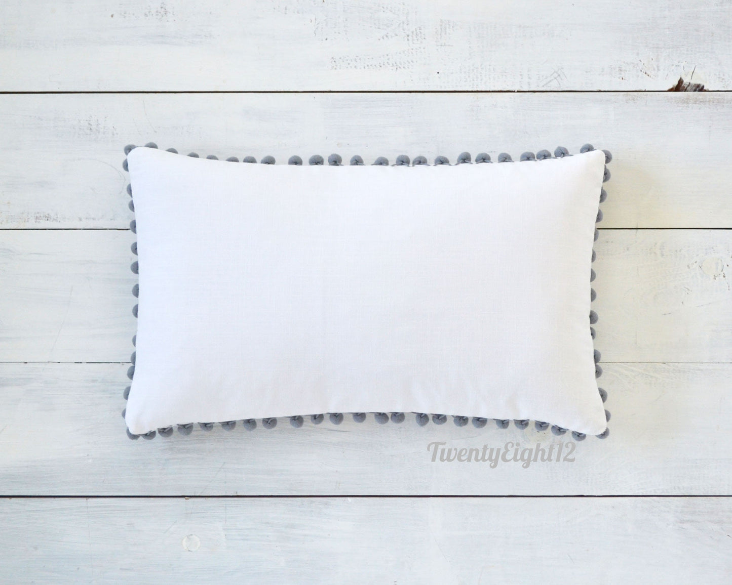 Light Gray Pom Pom Pillow Cover -  12" x 20" - Decorative Pillow, Throw Pillow, Pom Pillow Cover, Gray Pillow, Nursery Decor, Kids Pillows
