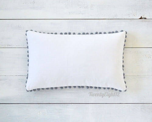 Light Gray Pom Pom Pillow Cover -  12