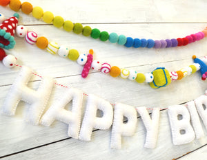 Felt Ball Garland - Birthday Garland, HAPPY BIRTHDAY garland, Party Garland, Birthday Decor, Party Decor, Happy Birthday Banner