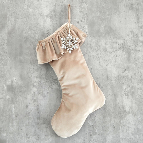 Cream Velvet Christmas Stocking | Neutral Holiday Decor | Modern Luxe Christmas Stocking | Boho Christmas Decor | Cozy Holiday
