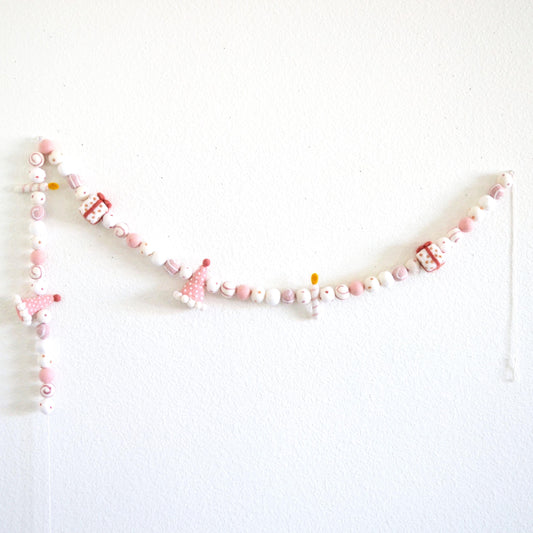 Pink Party Hat Felt Ball Garland