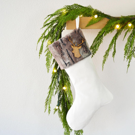 Personalized Christmas Stocking | Faux Fur Christmas Stocking | Masculine Stocking | Rustic Christmas Decor | Woodland Christmas | Family