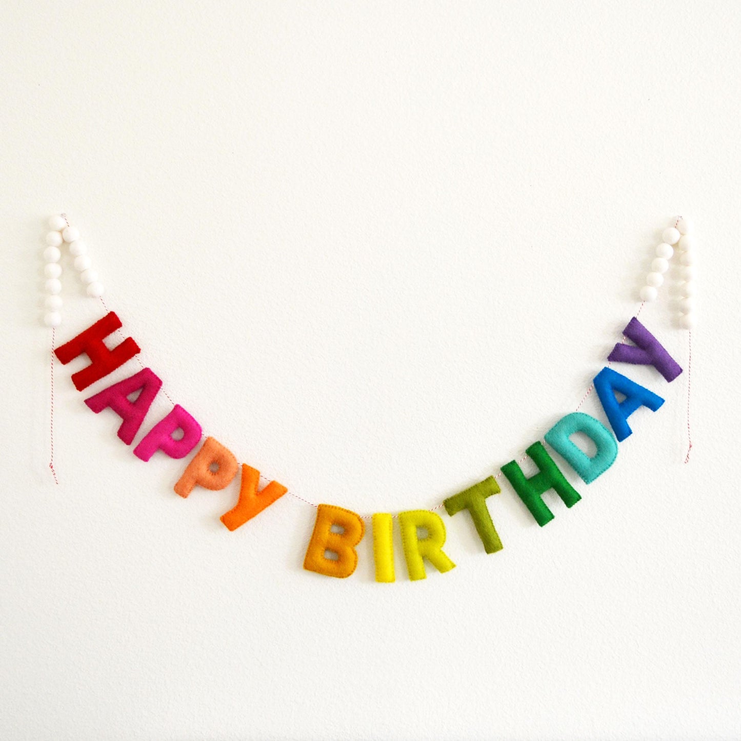 Reusable Happy Birthday Banner or Hat, Gift & Candle Felt Ball Garland or Rainbow Felt Pennants