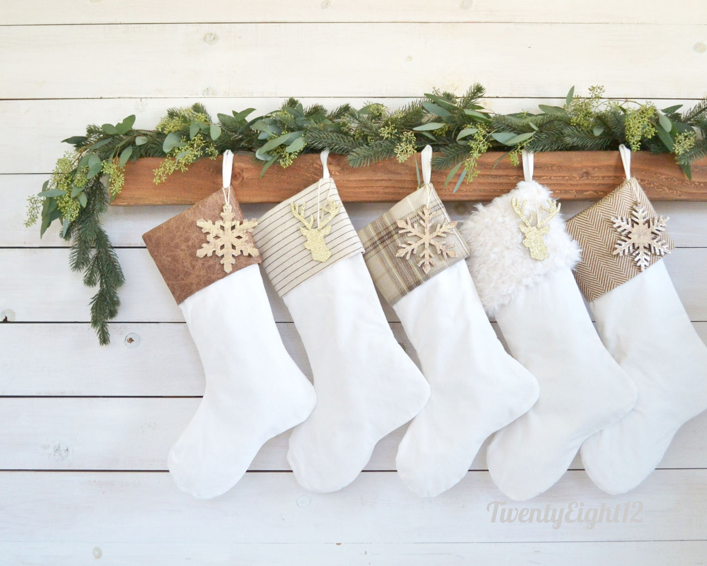 Striped Stockings - Christmas Stocking, Pinstripe Stocking, Stocking, Rustic Stocking, Stocking with Stripes, Neutral Christmas Stocking
