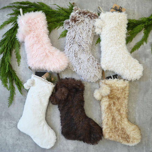Faux Fur Personalized Christmas Stockings | Christmas Stockings | Cozy Stockings | Woodland Rustic Christmas Decor | Stocking For Cabin