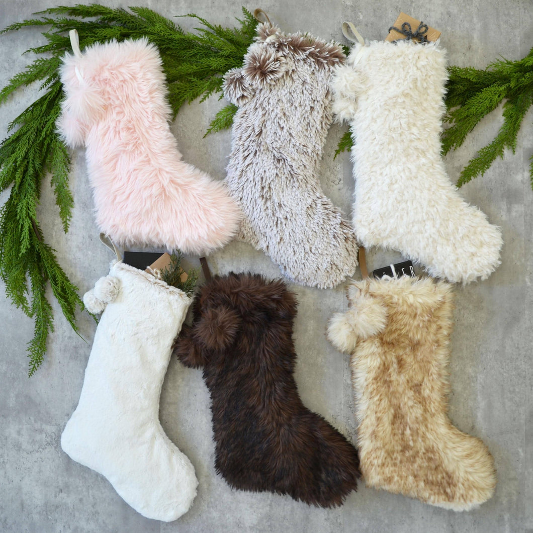 Faux Fur Personalized Christmas Stockings | Christmas Stockings | Cozy Stockings | Woodland Rustic Christmas Decor | Stocking For Cabin