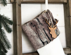 Christmas Stocking- Faux Fur Christmas Stocking, Personalized Christmas Stocking, Masculine Stocking, Christmas Stockings, Brown & Gray Fur