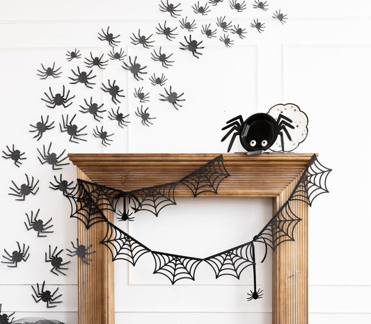Spider Web Bunting Banner | Halloween Spider Web Decor | Halloween Bunting Banner | Halloween Mantel Banner | Paper Spider Web Banner
