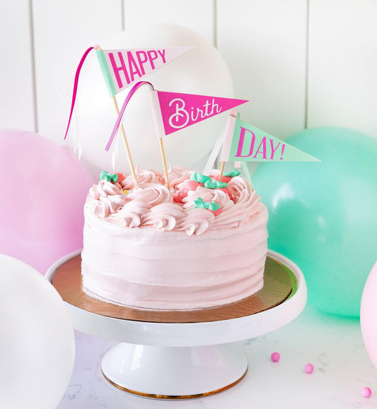 Happy Birthday Cake Topper | Party Decor | Pennant Flag Cake Topper | Cake Decoration | Birthday Cake Decor | Birthday Cake Topper