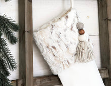 Christmas Stocking- Faux Fur Christmas Stocking, Personalized Christmas Stocking, Masculine Stocking, Dog Stocking, Neutral Fur Pet Stocking