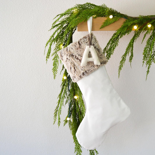 Personalized Christmas Stocking | Fur Christmas Stocking | Cozy Faux Fur Holiday Decor | Masculine Stocking | Rustic Christmas Stocking