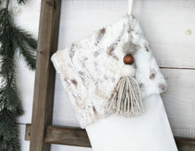 Christmas Stocking- Faux Fur Christmas Stocking, Personalized Christmas Stocking, Masculine Stocking, Dog Stocking, Neutral Fur Pet Stocking