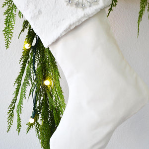 Personalized Christmas Stocking - Velvet & White Faux Fur