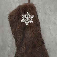 Chocolate Brown Faux Fur Christmas Stocking | Cozy Faux Fur Holiday Cabin Christmas Stocking | Neutral Moody Christmas Decor | Rustic Decor