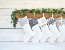 Personalized Christmas Stocking – Luxury Velvet Stocking with Gray Pom Pom Trim