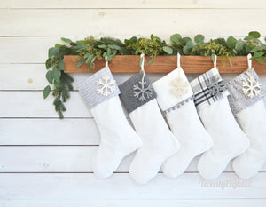 Personalized Christmas Stocking – Luxury Velvet Stocking with Gray Pom Pom Trim