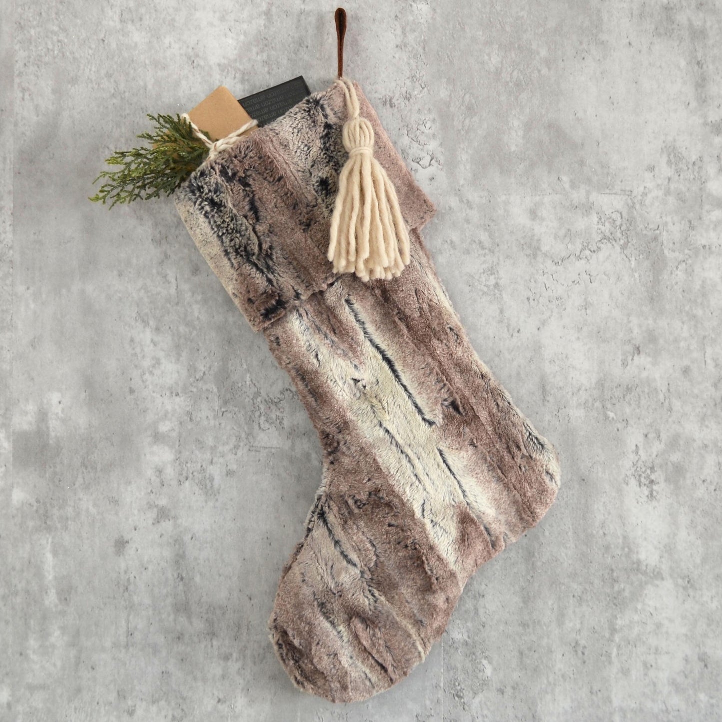 Faux Fur Christmas Stockings - Personalized Rustic Cozy Fur Stocking