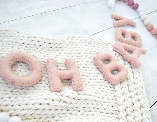 Valentines Felt Garland - Valentines Felt Ball Garland, Valentines Banner, OH BABY Felt Garland, Valentines Day Garland, Valentines Decor